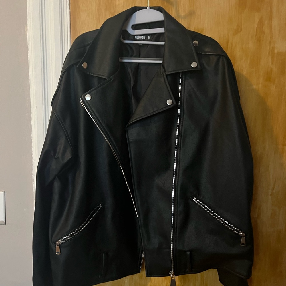 Oversized Faux Leather Jacket Gem